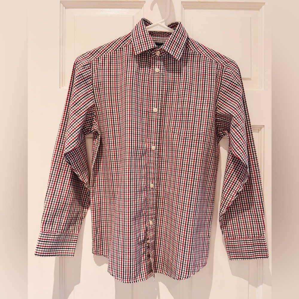 CHAPS Boys Plaid Long Sleeve Button-Down Dress Shirt – Size M (10/12)